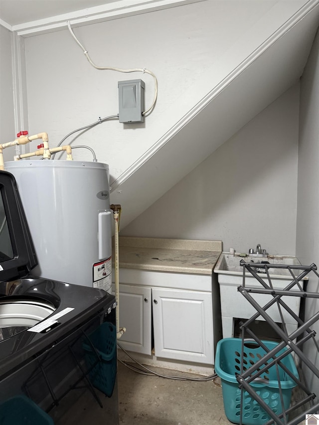 7740 Old Mayfield Rd, Paducah, KY 42003 - laundry area with electric water heater and a sink