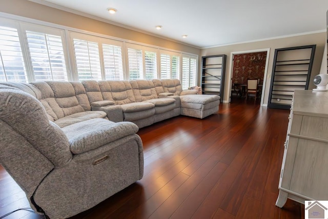 1218 Dogwood, Murray, KY 42071 - living area featuring crown molding, dark wood finished floors, and baseboards