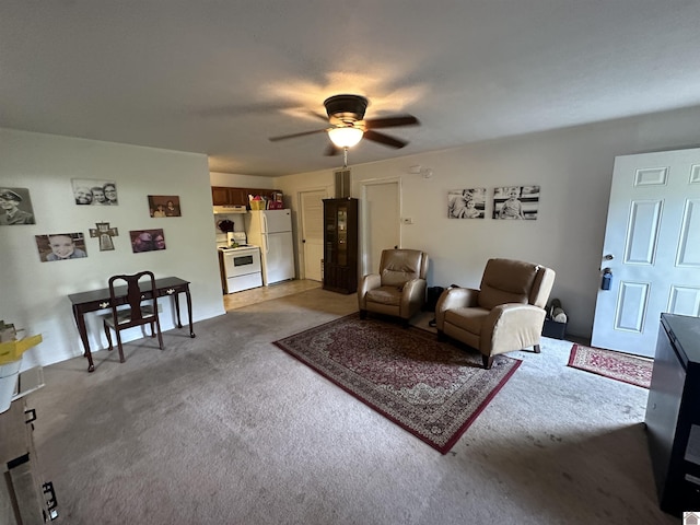 535 Leeds Dr, Paducah, KY 42003 - living room featuring light colored carpet and a ceiling fan