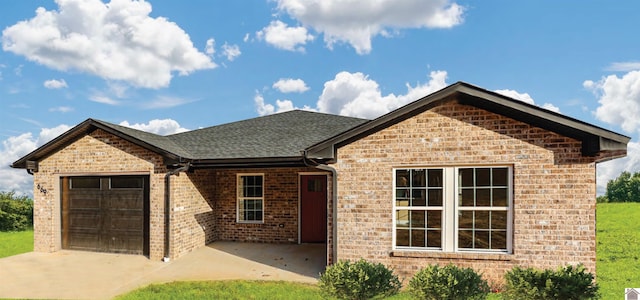 205 Clover Cres, Paducah, KY 42003 - ranch-style house with an attached garage, brick siding, roof with shingles, and concrete driveway