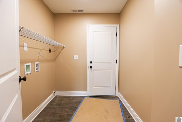 205 Clover Cres, Paducah, KY 42003 - laundry area with washer hookup, dark wood finished floors, and baseboards