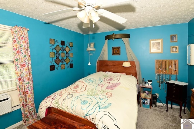 250 Jan Ann Dr, Paducah, KY 42003 - bedroom featuring carpet floors, a textured ceiling, ceiling fan, and baseboards