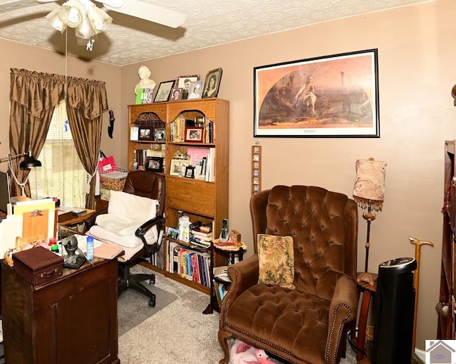 250 Jan Ann Dr, Paducah, KY 42003 - carpeted office featuring ceiling fan and a textured ceiling