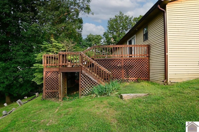 250 Jan Ann Dr, Paducah, KY 42003 - wooden deck featuring a yard and stairs