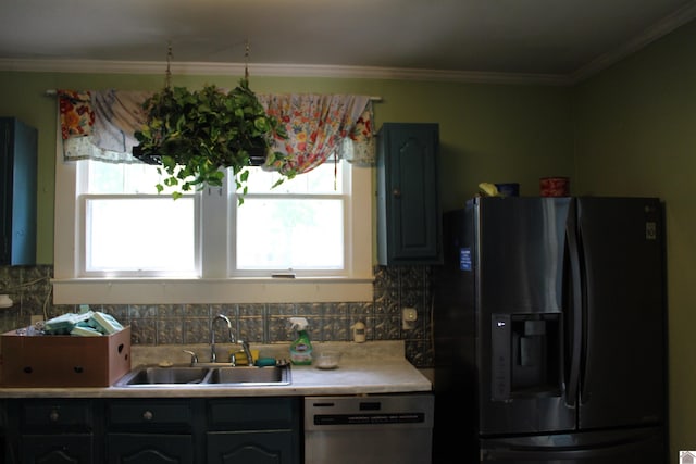 4045 Husband Rd, Paducah, KY 42003 - kitchen with fridge with ice dispenser, stainless steel dishwasher, a sink, decorative backsplash, and light countertops
