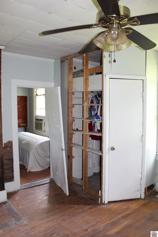 4045 Husband Rd, Paducah, KY 42003 - bedroom with hardwood / wood-style floors, cooling unit, and ornamental molding