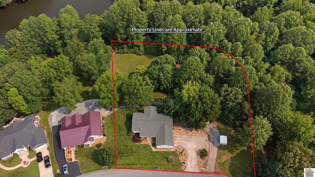68 Lazy K Ln, Kuttawa, KY 42055 - aerial view of property's location with property boundaries highlighted and a forest