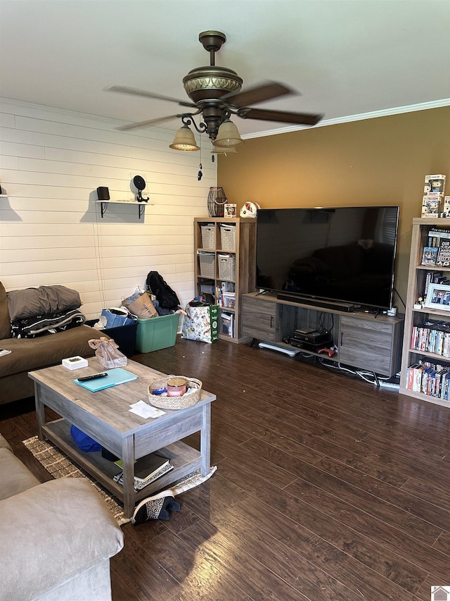 260 Riverside Dr, Paducah, KY 42003 - living area with ceiling fan, crown molding, and wood finished floors