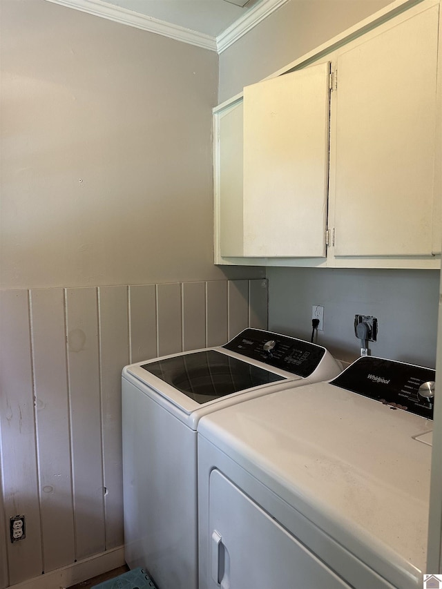 260 Riverside Dr, Paducah, KY 42003 - laundry area featuring cabinet space, washer and dryer, and crown molding
