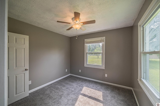 9740 Crotzer Rd, West Paducah, KY 42086 - carpeted empty room with a textured ceiling, ceiling fan, and baseboards