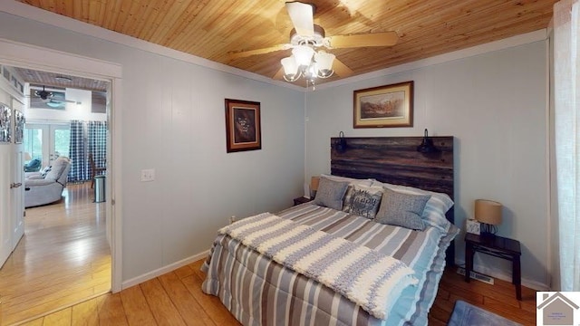 144 Canton Heights 2 Cir, Cadiz, KY 42211 - bedroom featuring light wood finished floors, baseboards, wooden ceiling, ornamental molding, and ceiling fan