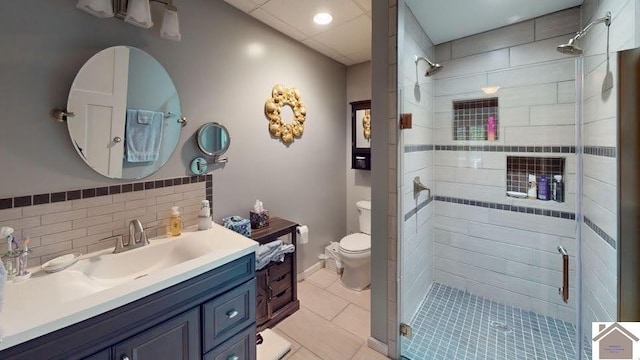 144 Canton Heights 2 Cir, Cadiz, KY 42211 - bathroom featuring vanity, a stall shower, toilet, and tile patterned floors