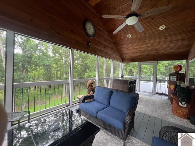 144 Canton Heights 2 Cir, Cadiz, KY 42211 - sunroom / solarium featuring a ceiling fan, lofted ceiling, and outdoor lounge area