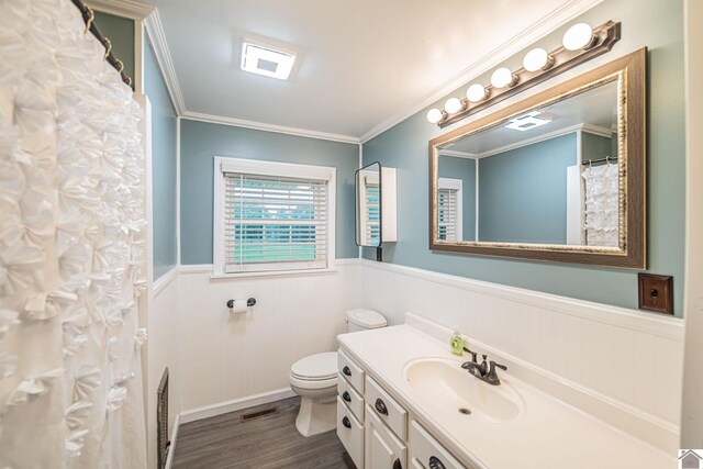 3561 Beal, Hardin, KY 42048 - full bath with wainscoting, vanity, wood finished floors, and ornamental molding