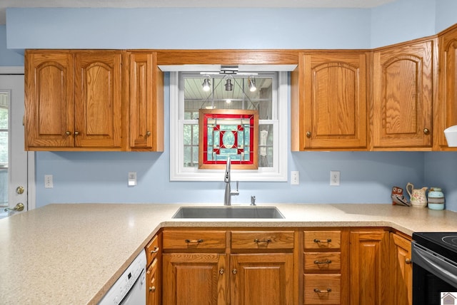 332 Meadowbrook, Cadiz, KY 42211 - kitchen featuring a sink, light countertops, and brown cabinets