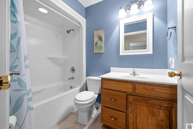 332 Meadowbrook, Cadiz, KY 42211 - bathroom with vanity, shower / bath combination with curtain, toilet, and tile patterned flooring
