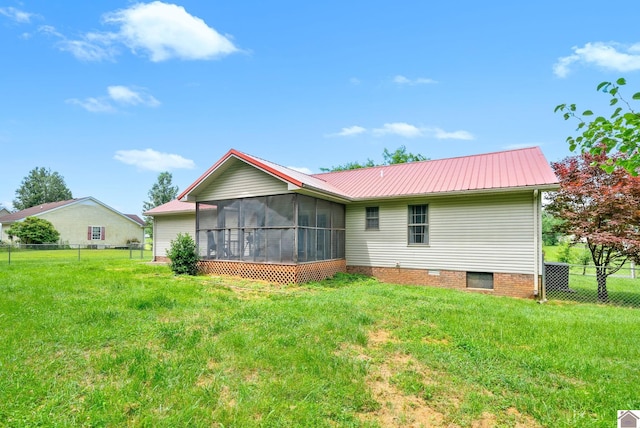 332 Meadowbrook, Cadiz, KY 42211 - rear view of property featuring metal roof and a sunroom