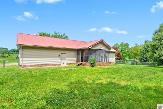 332 Meadowbrook, Cadiz, KY 42211 - back of property with a sunroom and metal roof