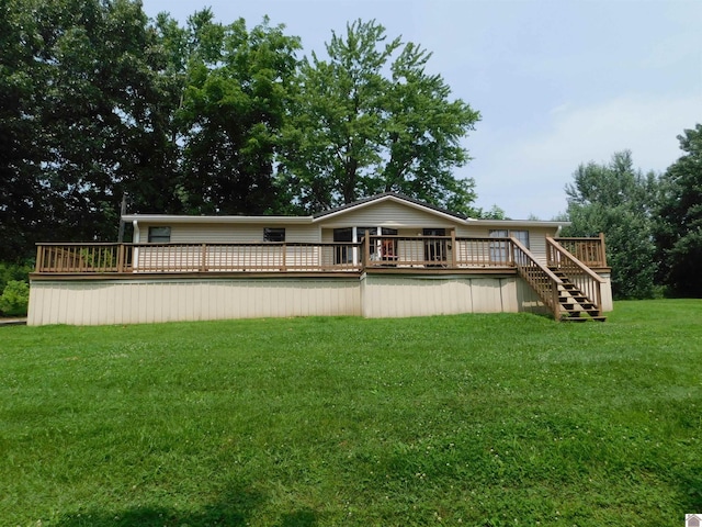 920 State Route 506, Marion, KY 42064 - rear view of house with a wooden deck, a yard, and stairs
