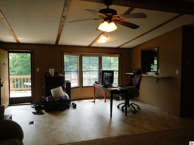 920 State Route 506, Marion, KY 42064 - office area featuring lofted ceiling and ceiling fan