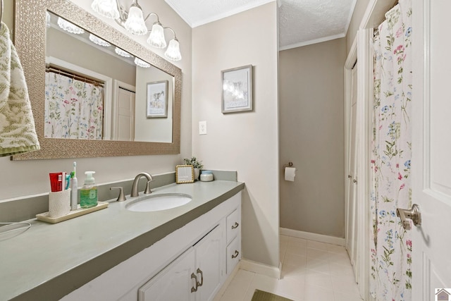 2145 Blankenship, Paducah, KY 42003 - bathroom with vanity, ornamental molding, and tile patterned floors