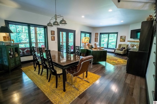 3431 Irvin Cobb Rd, Murray, KY 42071 - dining space featuring dark wood-style flooring, recessed lighting, and french doors