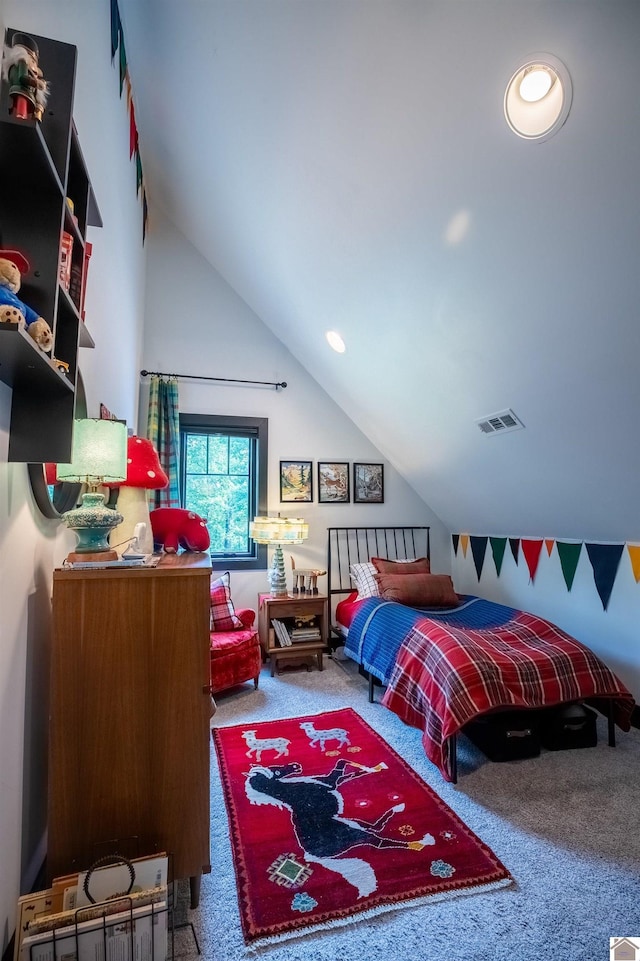 3431 Irvin Cobb Rd, Murray, KY 42071 - bedroom featuring carpet floors and vaulted ceiling