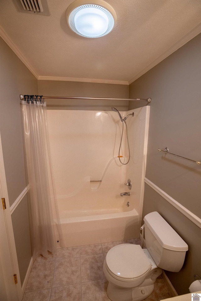 129 Wayne Cir, New Concord, KY 42076 - bathroom featuring shower / bath combo with shower curtain, tile patterned flooring, and ornamental molding