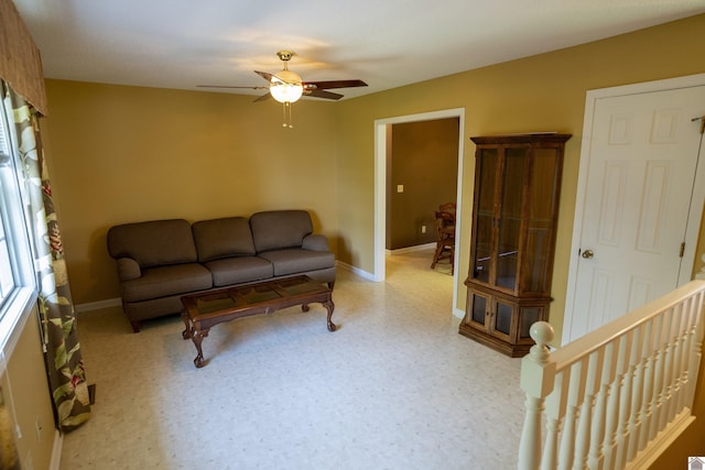 129 Wayne Cir, New Concord, KY 42076 - living room featuring ceiling fan and light floors