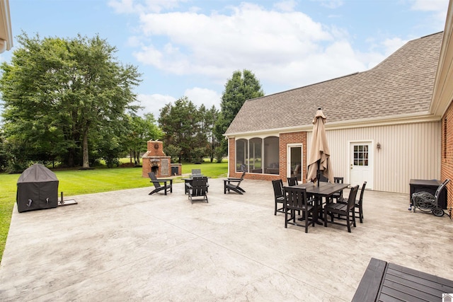 130 Camden Way, Paducah, KY 42001 - view of patio / terrace with a fireplace and outdoor dining area