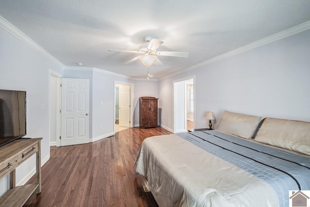 1530 Holt Rd, Paducah, KY 42001 - bedroom featuring wood finished floors, crown molding, and a ceiling fan
