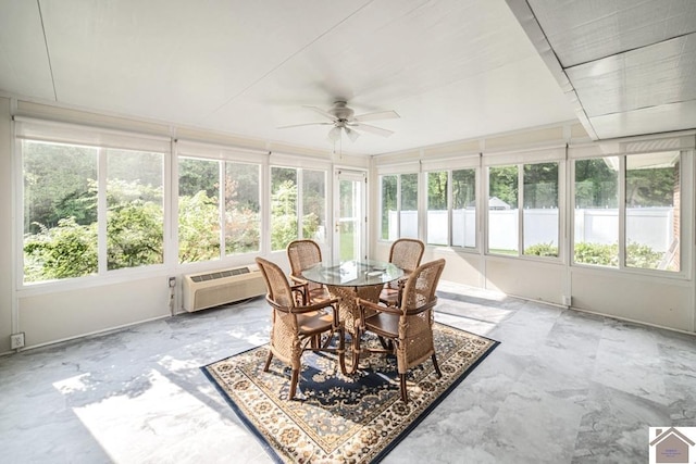 1530 Holt Rd, Paducah, KY 42001 - sunroom featuring ceiling fan, outdoor dining space, and a wall mounted AC