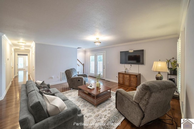 1530 Holt Rd, Paducah, KY 42001 - living area featuring crown molding, stairs, and wood finished floors