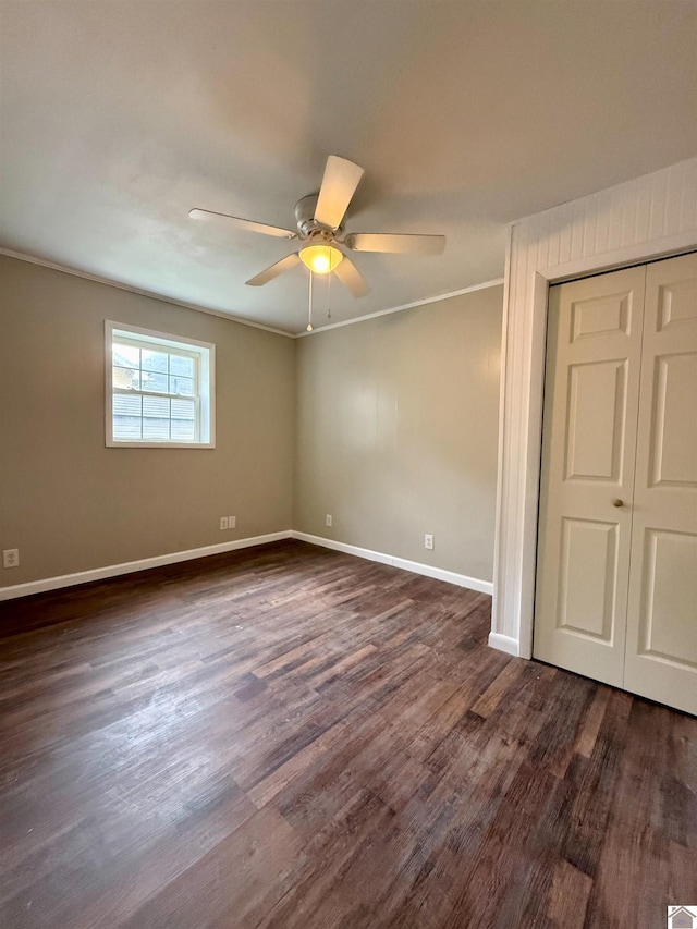 403 N 19th St, Paducah, KY 42001 - spare room featuring dark wood finished floors, ceiling fan, and ornamental molding