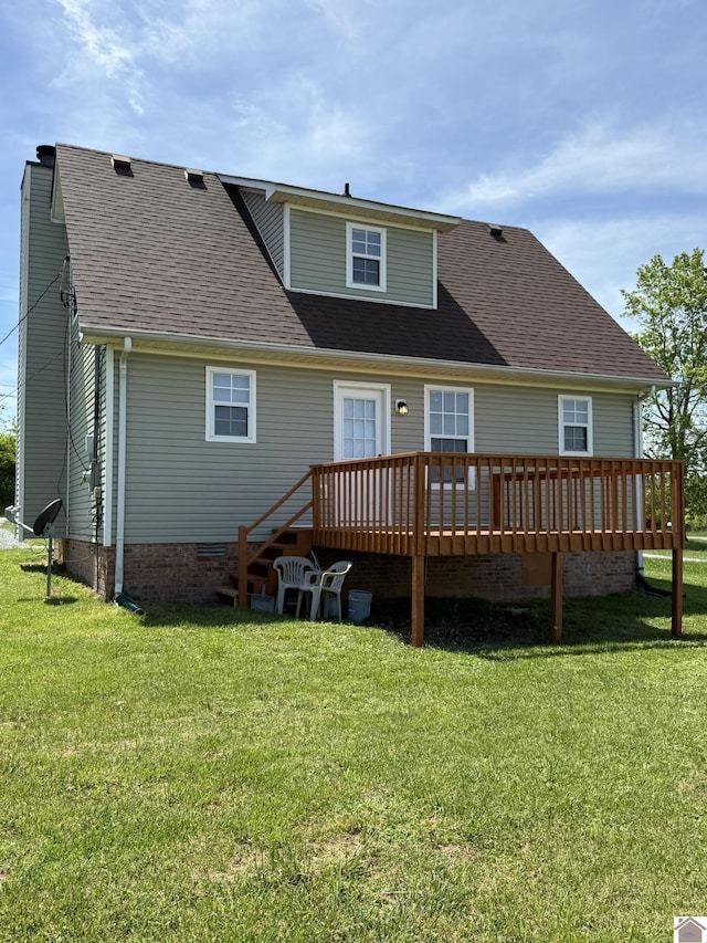 2042 Carneal Ln, Oak Grove, KY 42262 - back of house featuring a wooden deck, roof with shingles, and a yard
