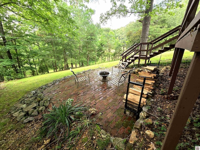 1040 Shine Ln, Cadiz, KY 42211 - view of patio with stairway and a view of trees
