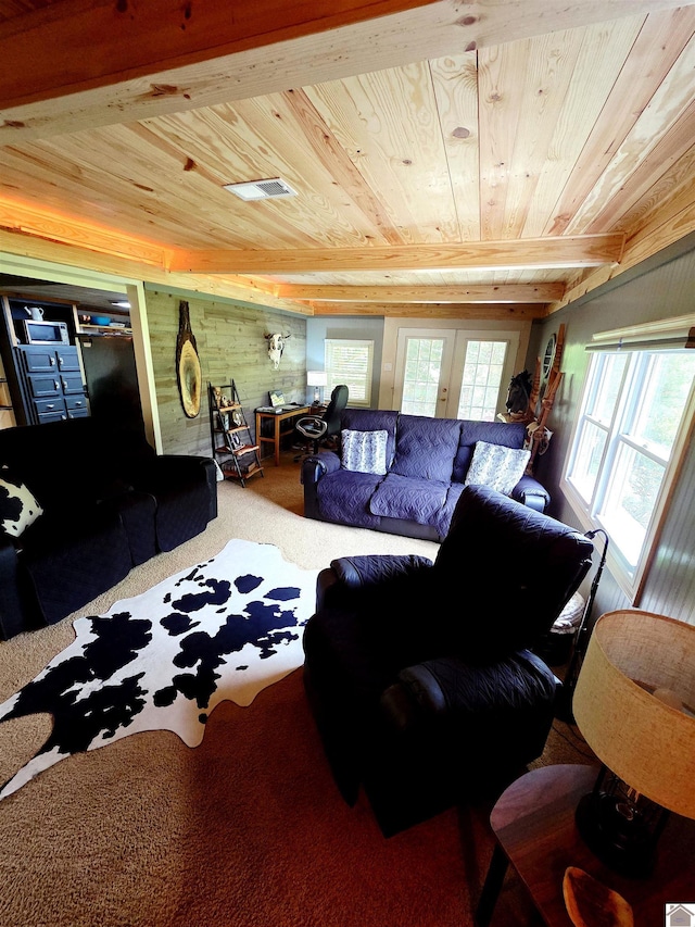1040 Shine Ln, Cadiz, KY 42211 - carpeted living area featuring wood ceiling