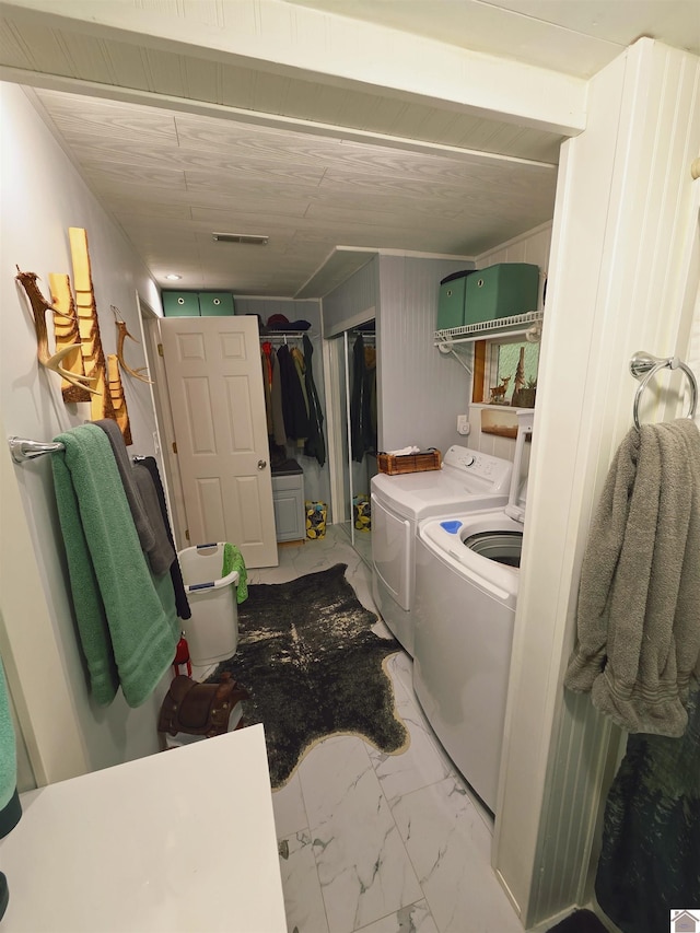 1040 Shine Ln, Cadiz, KY 42211 - washroom featuring washer and dryer and marble finish flooring