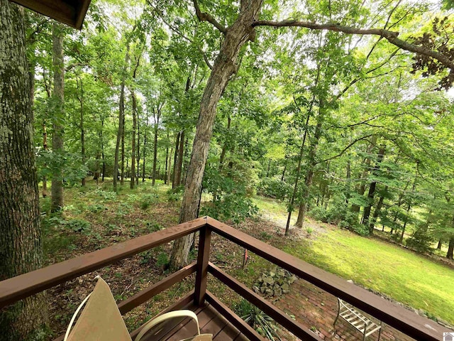 1040 Shine Ln, Cadiz, KY 42211 - wooden terrace with a forest view