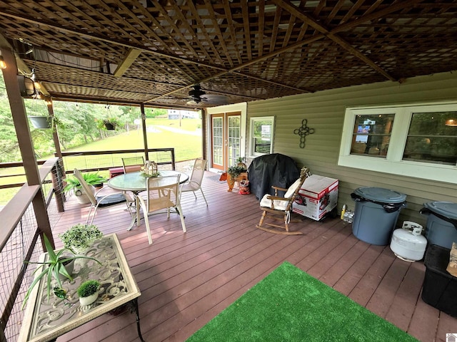 1040 Shine Ln, Cadiz, KY 42211 - wooden terrace with french doors and outdoor dining area