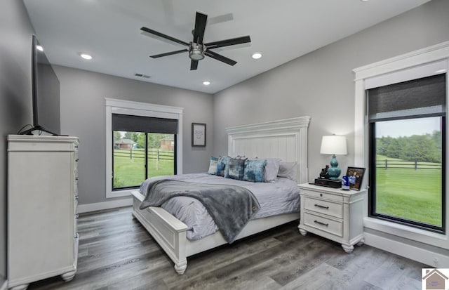 1 Logan Trl, Murray, KY 42071 - bedroom with dark wood-style flooring, recessed lighting, and ceiling fan