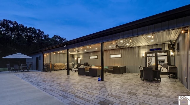 1 Logan Trl, Murray, KY 42071 - view of patio / terrace featuring an outdoor living space, ceiling fan, and outdoor dining space