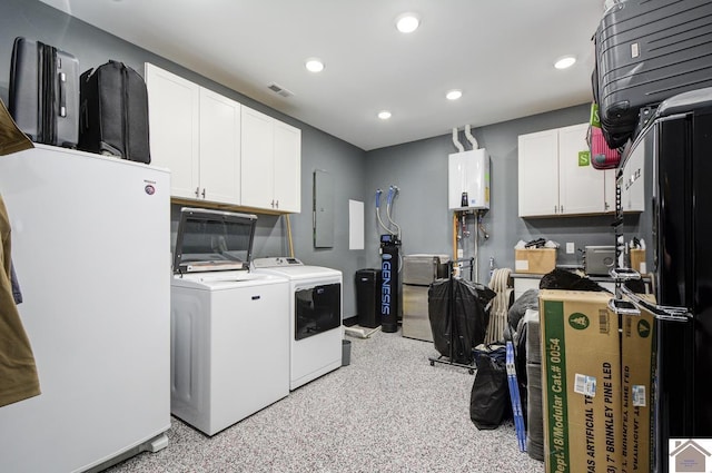 1 Logan Trl, Murray, KY 42071 - laundry area featuring washing machine and dryer, water heater, recessed lighting, cabinet space, and electric panel