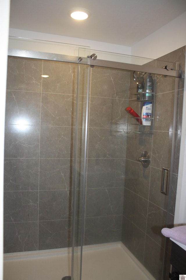 779 State Route 564, Mayfield, KY 42066 - full bathroom featuring a stall shower and recessed lighting