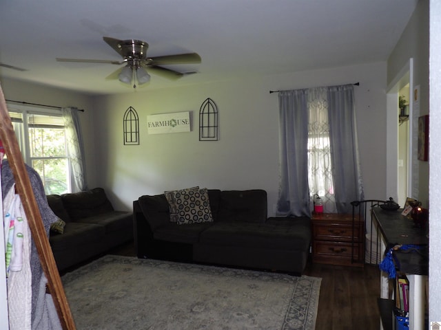 719 Elder St, Calvert City, KY 42029 - living area featuring wood finished floors and a ceiling fan