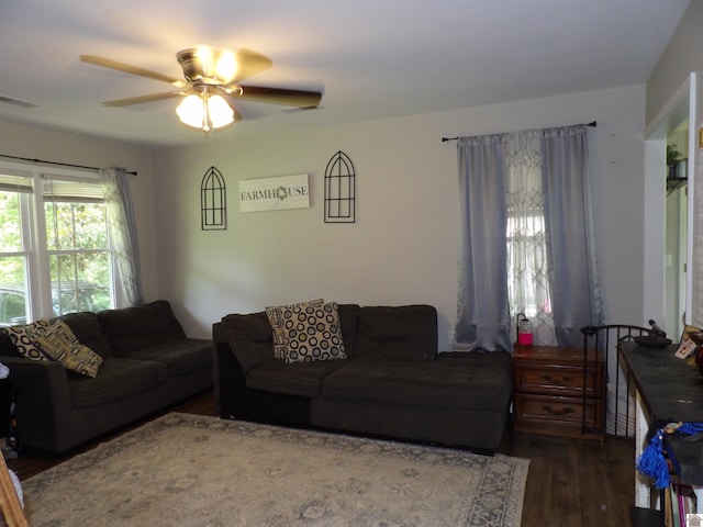 719 Elder St, Calvert City, KY 42029 - living area with wood finished floors and a ceiling fan