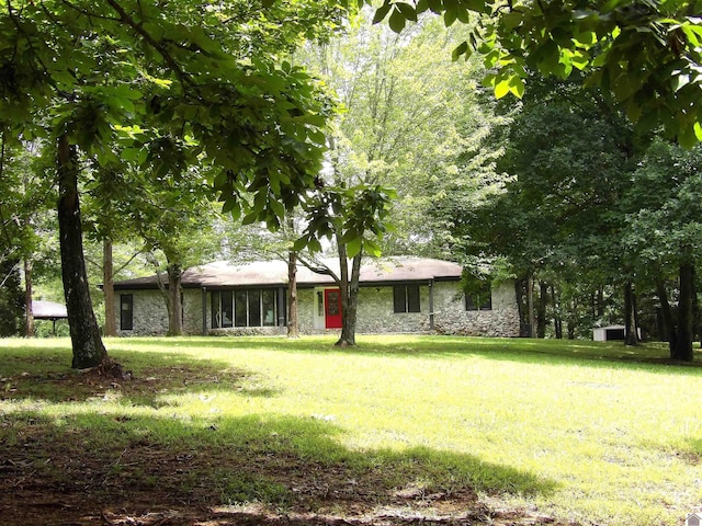 150 Sills Ln, Benton, KY 42025 - view of front of property with stone siding and a front yard