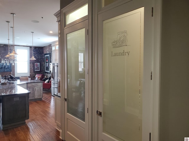 117 N 2nd, Paducah, KY 42001 - kitchen with dark wood-type flooring, decorative light fixtures, and recessed lighting