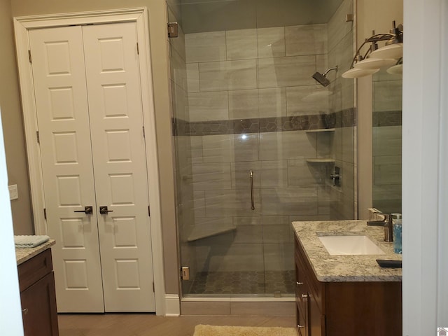 117 N 2nd, Paducah, KY 42001 - full bathroom with vanity, a stall shower, and tile patterned floors