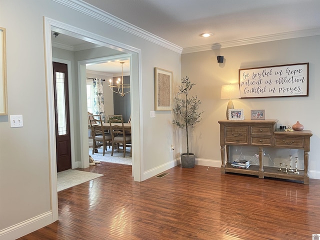 1514 Martin Chapel, Murray, KY 42071 - entryway with a chandelier, wood finished floors, ornamental molding, and recessed lighting